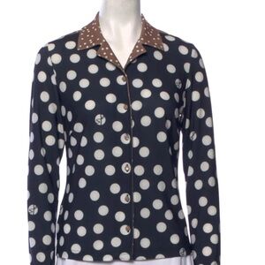 Saks Potts Brown Polka Dot Shirt